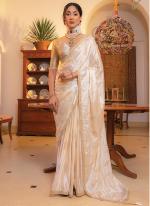 Viscose Sattin Off White Party Wear Embroidery Work Saree